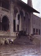 Alberto Pasini The Door of the Yeni-Djami Mosque in Constantinople oil on canvas